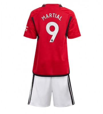 Lacne Dětský Futbalové dres Manchester United Anthony Martial #9 2023-24 Krátky Rukáv - Domáci (+ trenírky)
